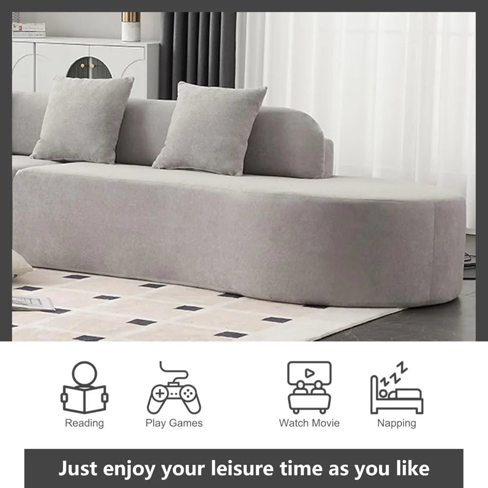 130.5" Curved Sofa, Cloud Sectional Boneless Sofa Couch, 3-Seater Oversized Modern Compressed Lounge Couch for Living Room Apart