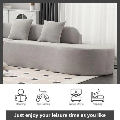 130.5" Curved Sofa, Cloud Sectional Boneless Sofa Couch, 3-Seater Oversized Modern Compressed Lounge Couch for Living Room Apart