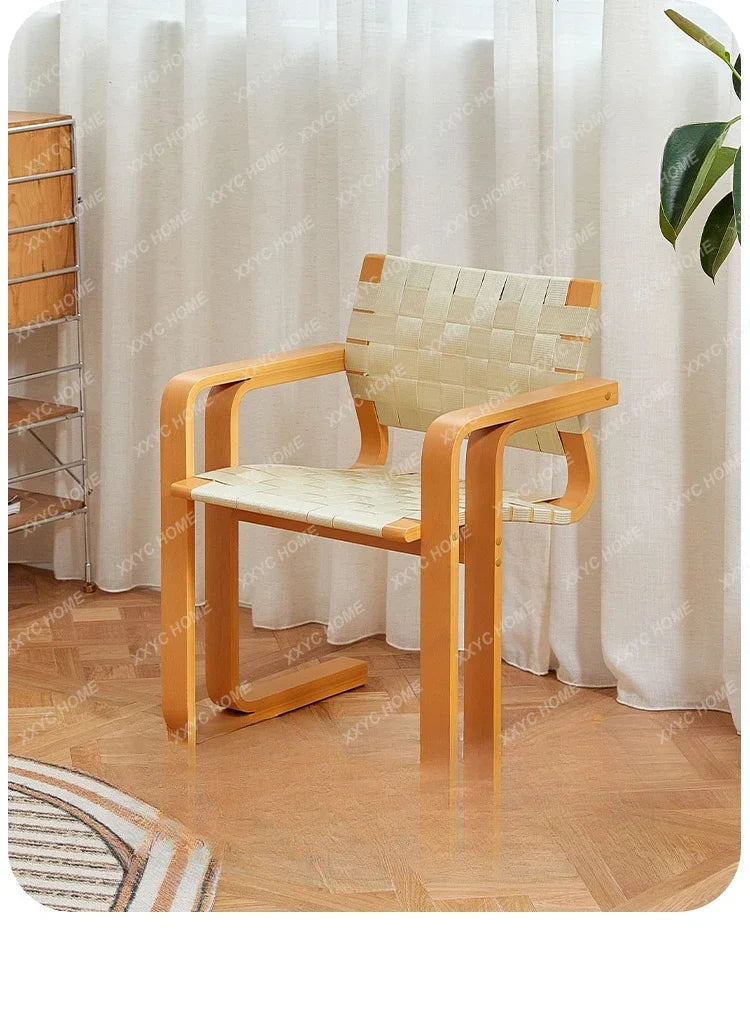 Danish Design Mid-Ancient Dining Chair Solid Wood Armrest Armchair Subnet Red Ins Simple Desk Chair