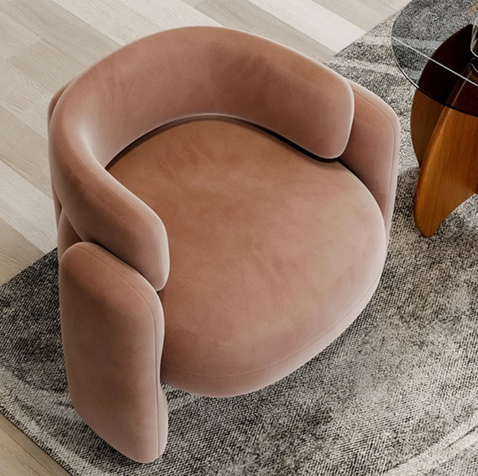 Modern Velvet Upholstered Wing Back Accent Chair Orange Barrel-Shaped Leisure Armchair Living Room Bedroom Nordic Comfy