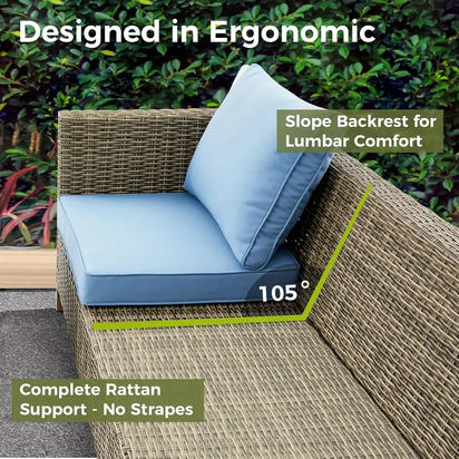 8 Pieces Patio Furniture Sets with Metal Top Coffee Table,All Weather Wicker Rattan Sectional Sofa