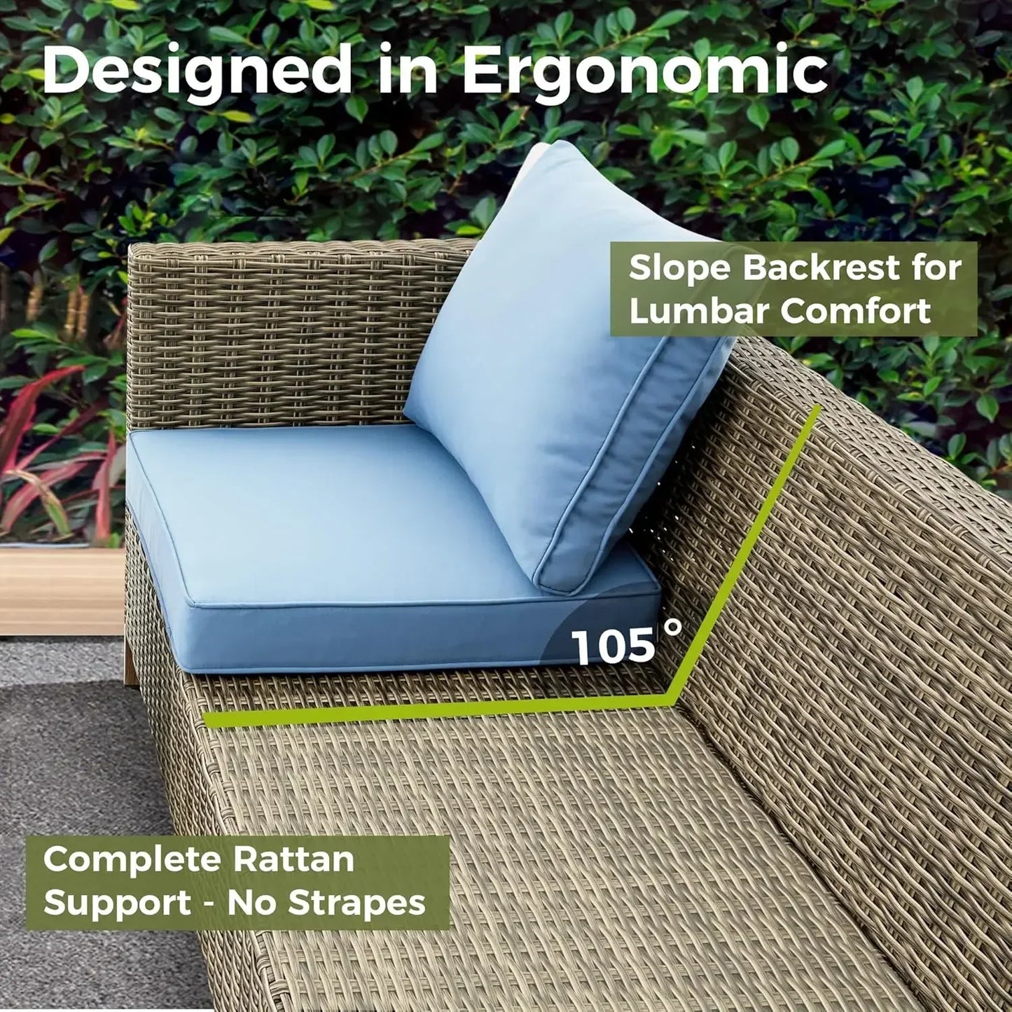 8 Pieces Patio Furniture Sets with Metal Top Coffee Table,All Weather Wicker Rattan Sectional Sofa