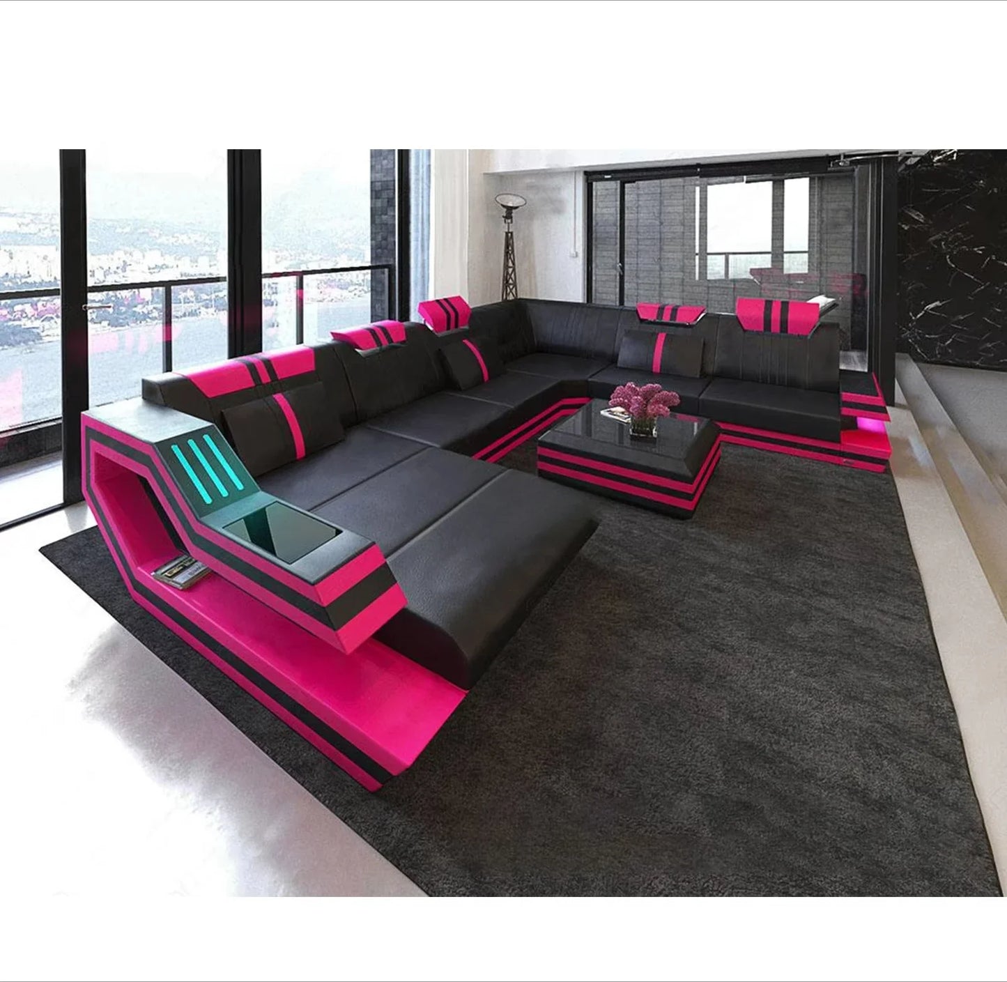 s#A Modern Space Capsule Style Sofa Cover Furniture Living Room Leather Electric Sofa