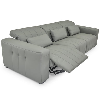 Dark Grey Genuine Leather Sectional Couches Luxury Electric Reclining Living Room Sofa