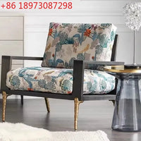 American retro single sofa chair living room lazy chair designer solid wood Nordic light luxury leisure chair