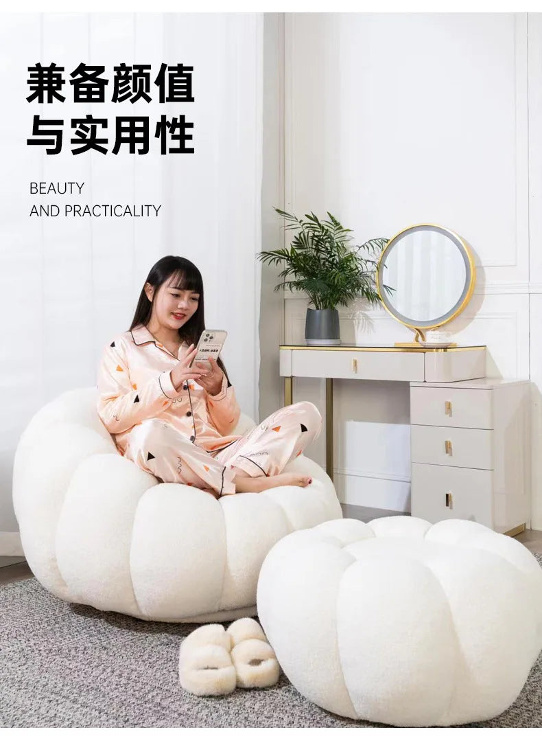 Pumpkin Lazy Sofa Sleeping Lying Apartment Living Room Balcony Leisure Rotating Lamb Fleece