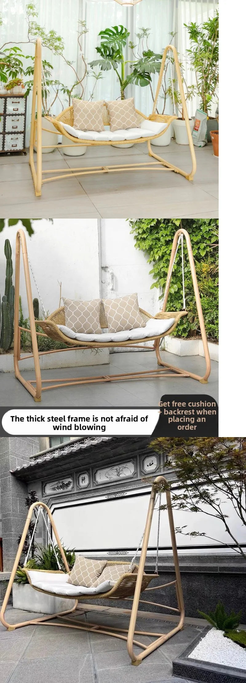 Household wrought iron, garden villa rocking chair small courtyard, balcony double hanging chair
