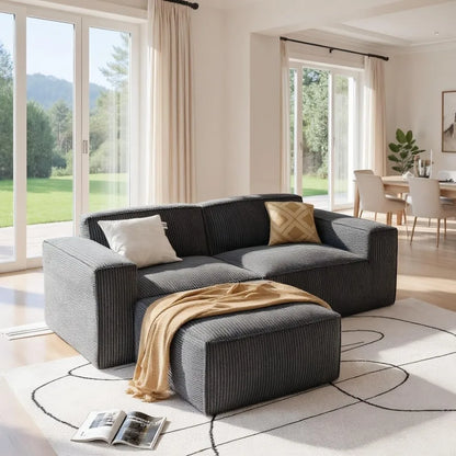 80 L Shaped Sofa Modular, Corduroy  Couches with Deep Seats &High-Back, Upholstered Couches for Living Room Bedroom