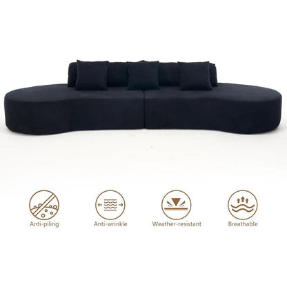 Luxury Oversized Curved Sectional Sofa Modern Living Room 4 Seater Cloud Couch TerryCloth Boneless Comfort