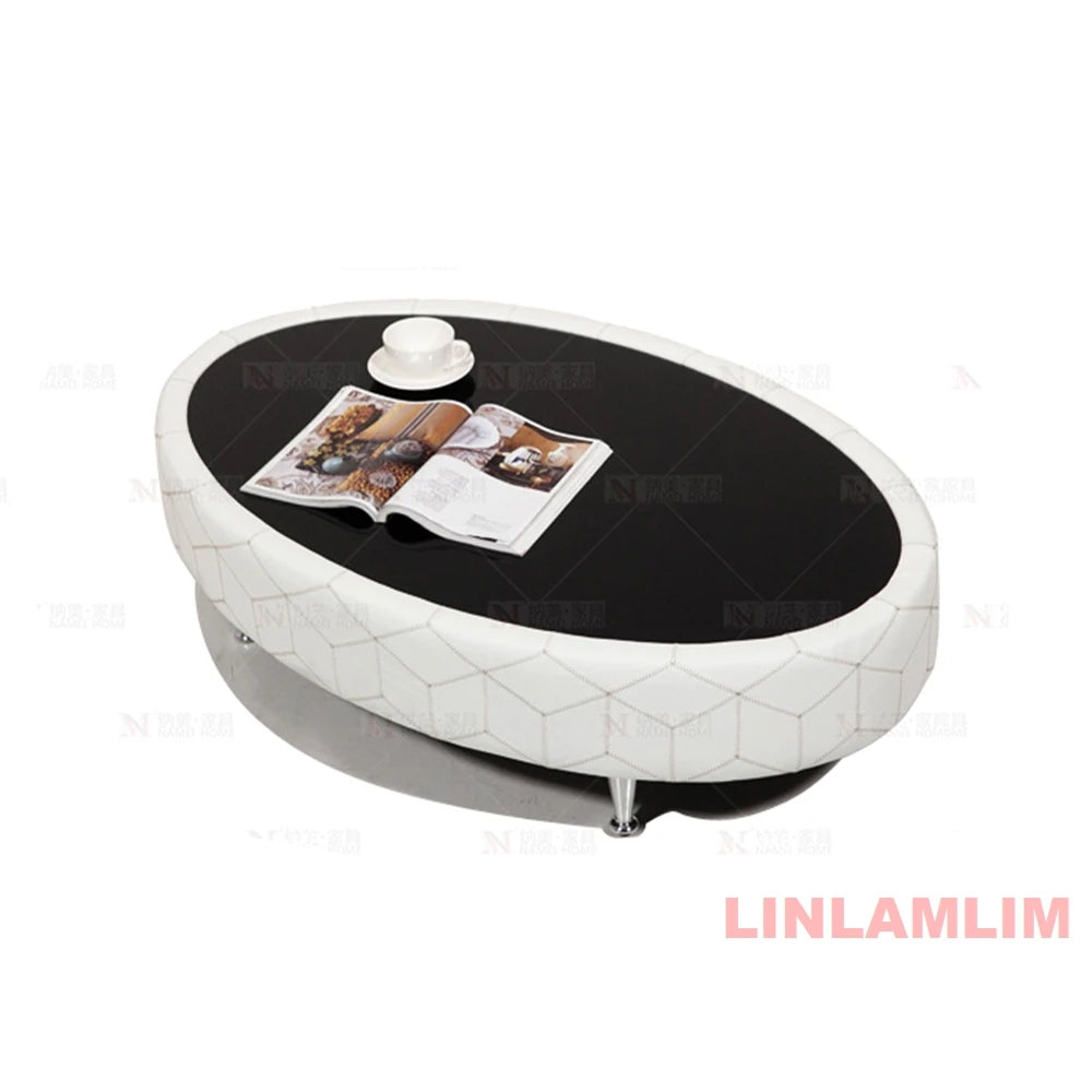 Luxury Modern Curved Genuine Leather Sofa Sectional Couch White and Black Design Living Room Contemporary Home Decoration