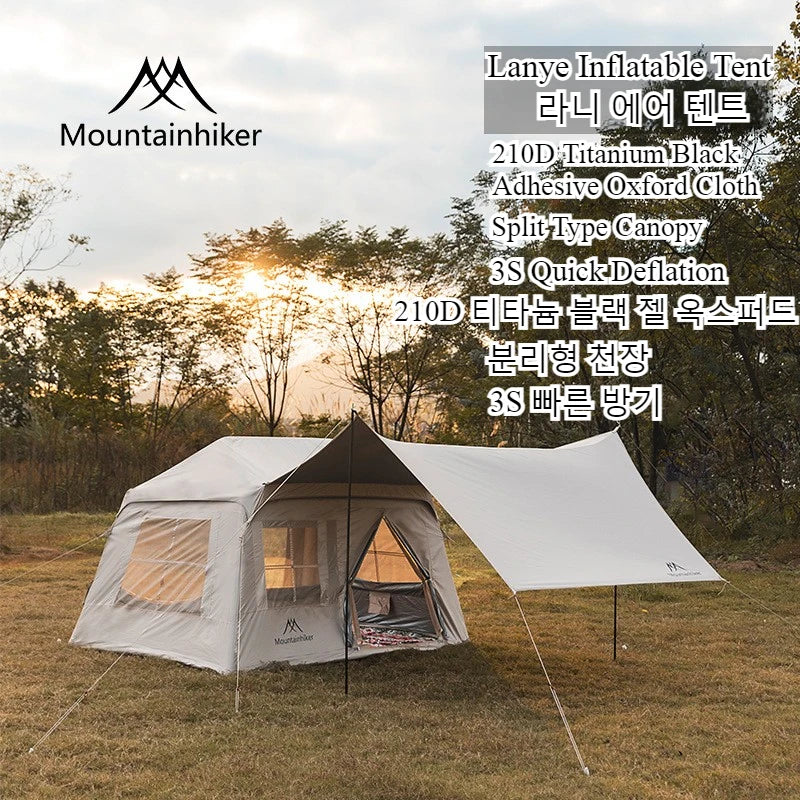 MOUNTAINHIKER 4-6 Person Outdoor Camping Manual Inflation Tent Anti-UV Shade Waterproof Air Tent Hiking Quick Open Beach Fishing