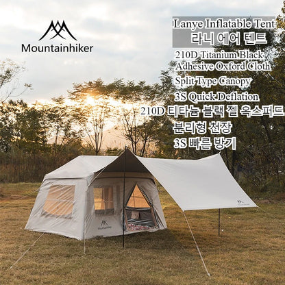MOUNTAINHIKER 4-6 Person Outdoor Camping Manual Inflation Tent Anti-UV Shade Waterproof Air Tent Hiking Quick Open Beach Fishing