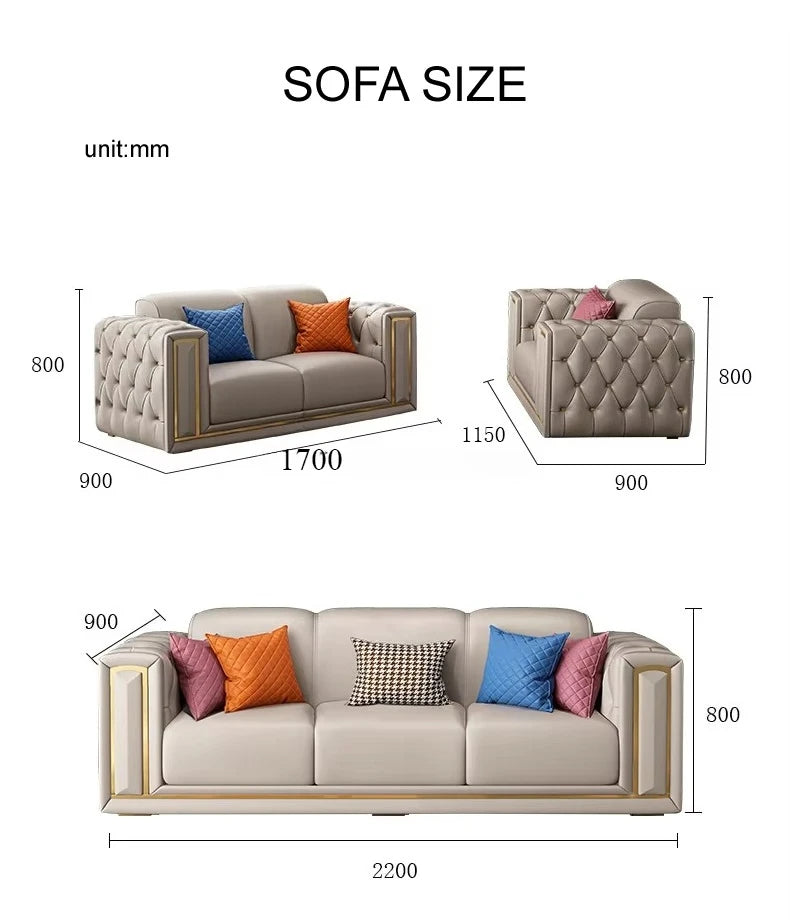 Wholesale Luxury Modern Gold Leg Genuine Leather Sectional L Shape Sofa for Living Room Reclinable Corner Sofa Set Furniture