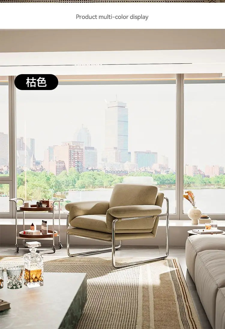 Bauhaus Antique Style Stainless Steel Designer Sofa Chair Living Room Home Balcony Leisure Recliner Negotiation Chair