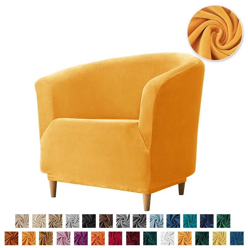 Velvet Tub Cover Chair Jacquard Single Seat Sofa Slipcover 1 Seate Living Room  Furniture Couch Washable Club Armchair Cover