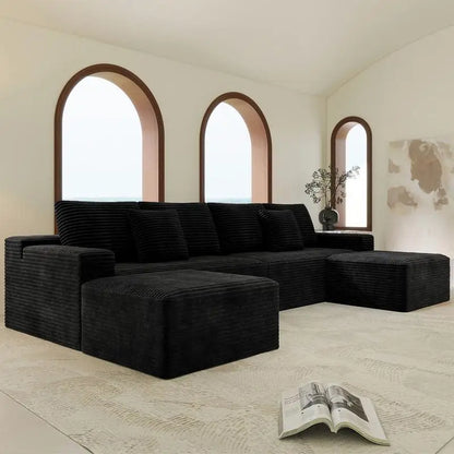 Modular Sectional Sofa, Upholstered Compressed Couch for Living Room, Bedroom, Apartment, No Assembly Required, 4-Piece Free