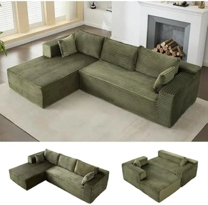 110" Modular Sectional Sofa with L-Shape Chaise, Boneless Cloud Couch with Deep Seat, Sponge Compression Sofas No Assembly