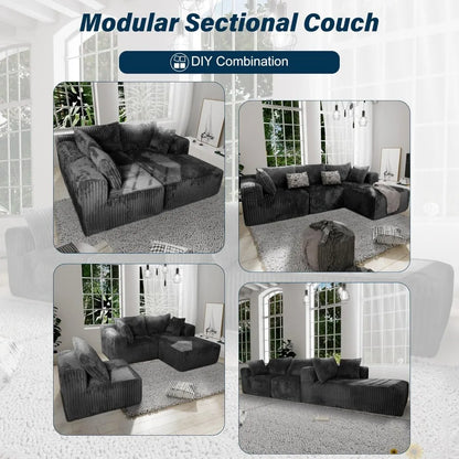 3 Seater L Shaped Sofa with Deep Seat, 101" Cloud Sectional Couch with Chaise, Cozy Modular Couches Sleeper,