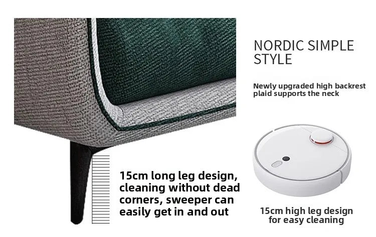 Nordic modern and simple, fabric sofa living room double, three combination small apartment light luxury Internet