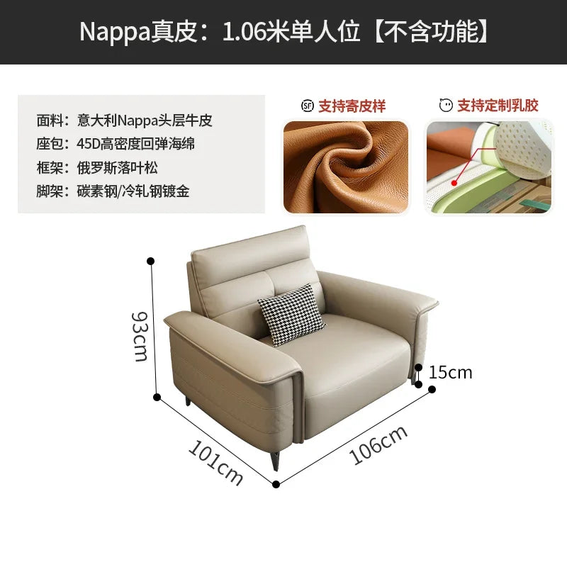 Vintage European Reclining Sofa Leather Office Designer Italiano Couch Adjustable Height Adults Sofa Inflavel Indoor Furniture