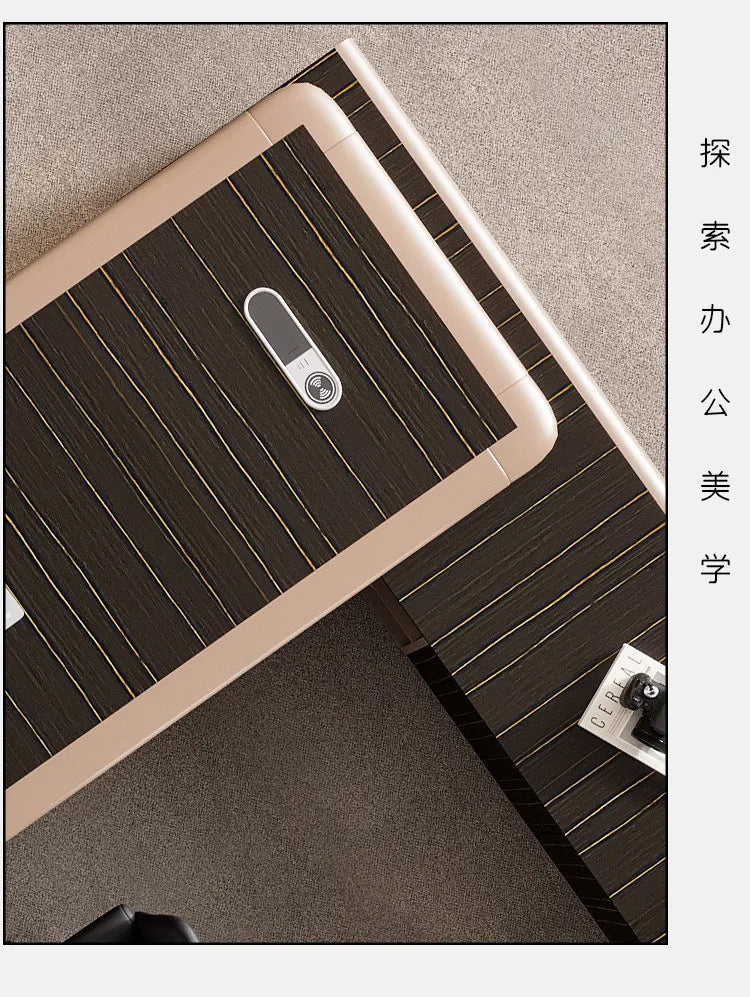 luxury Computer Office Desk Standing L Shaped Writing Boss Table Lift Up Table Gaming Sedentary Filing Cabinet Boss Furniture