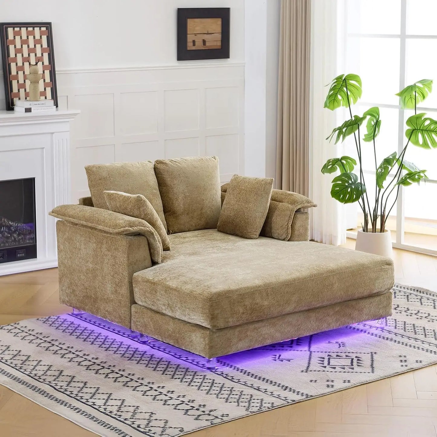 Lounge Chair, 56" Oversized Reading Chair Corduroy Chaise Sofa Recliner Bed Upholstered Comfy Sleeper Couch with, Customized