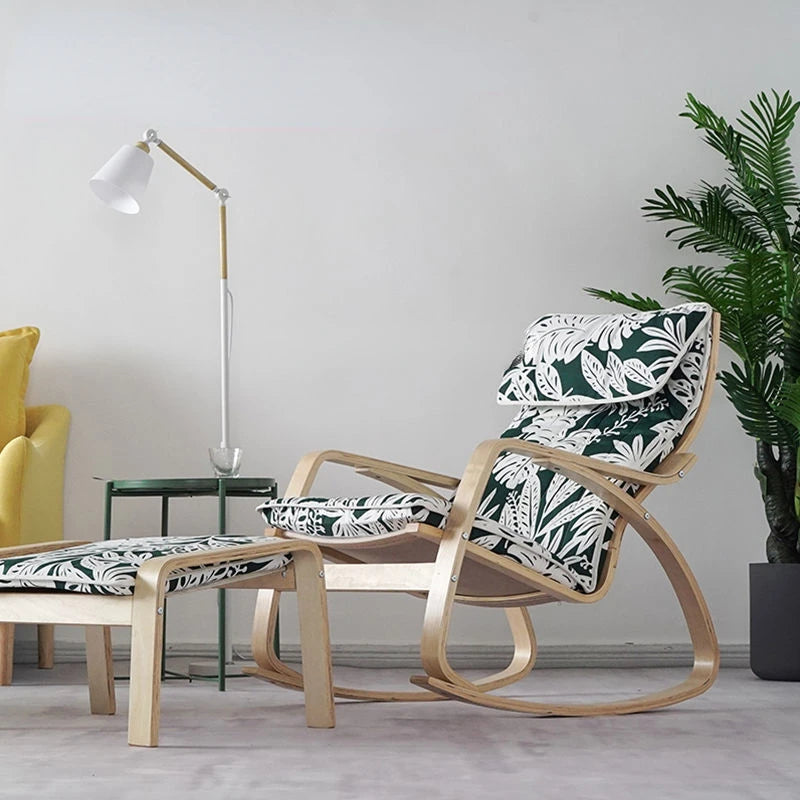 Simple and modern Nordic Boang rocking chair easy chair solid wood recliner lazy pregnant woman chair balcony lounge