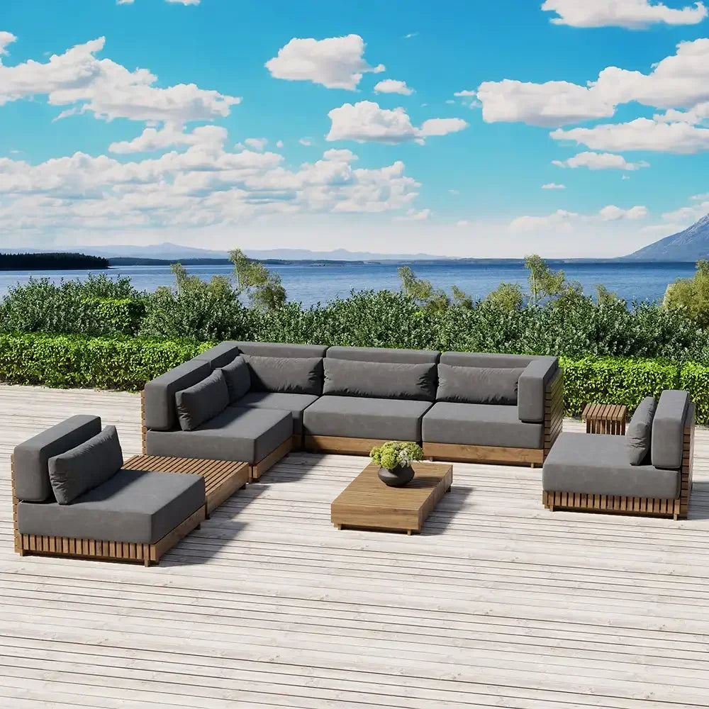 modern luxury extra deep conversation burma modular sectional teak patio outdoor furniture set