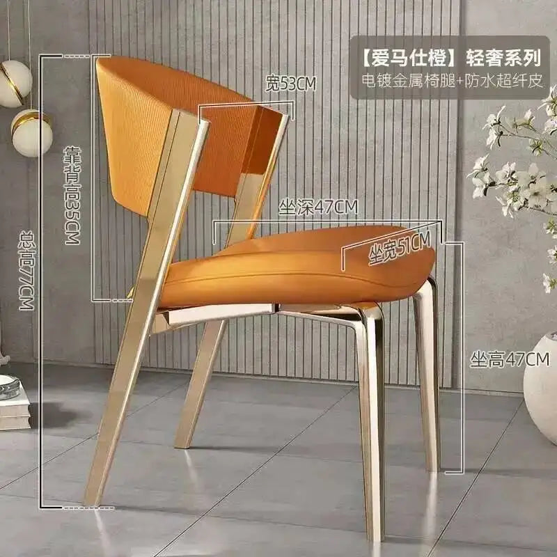 Ergonomic Furniture Modern Vip Restaurant Luxury Designer Dining Italian Chair Chairs Nail Gold Comedor Kitchen Legs Leather