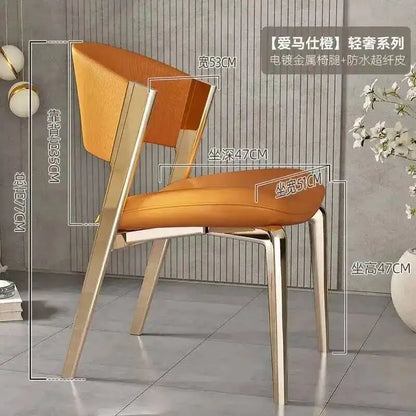 Ergonomic Furniture Modern Vip Restaurant Luxury Designer Dining Italian Chair Chairs Nail Gold Comedor Kitchen Legs Leather
