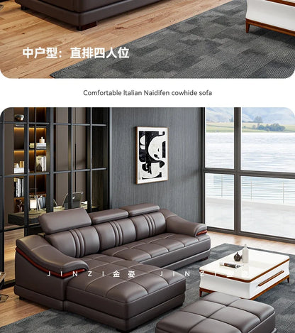 Floor Designer Living Room Sofas Couch Leather Nordic Minimalist Sofas Relaxing Room Decor Sillon Cama Lounge Suite Furniture