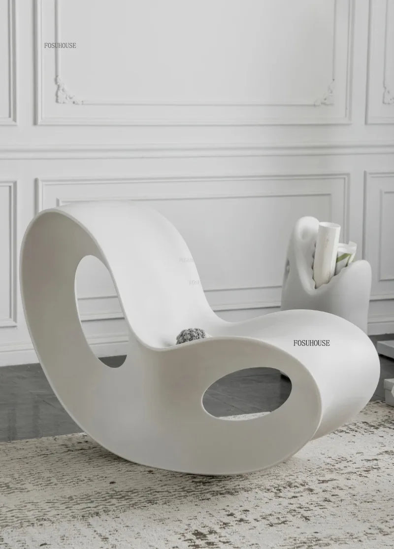 European Plastic Living Room Chairs Creative Rocking Chair Living Room Furniture Lazy Single Sofa Chair Designer Lounge Chair