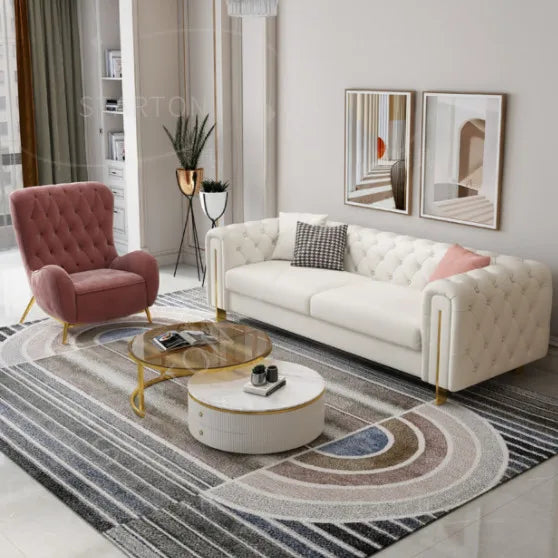 Customizable Modern Leather Combination Upholstered Couch White Sofa Living Room New Model Luxury Tufted Chesterfield-sofa Sets