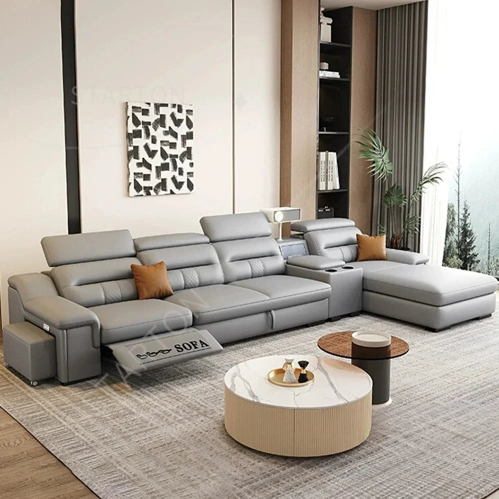 Convertible Sofa Bed Electric Reclining Sectional Couch, Folding Sofa Cama With Power Recliner & Storage