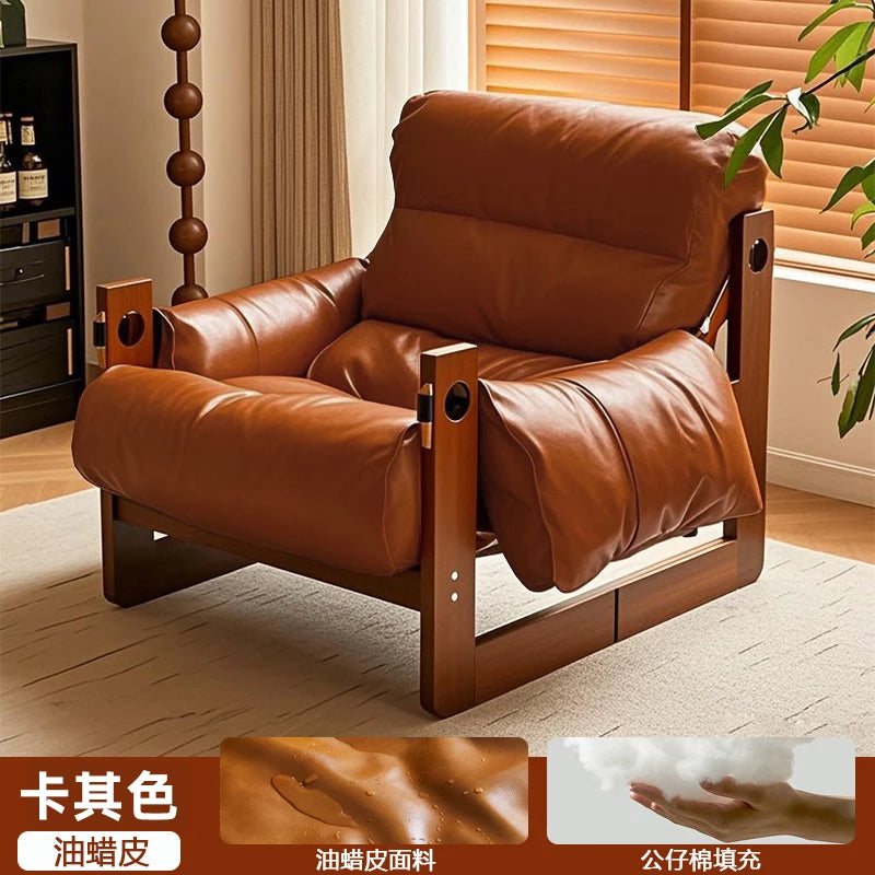 Solid wood sofa chair single chair in living room antique leisure chair