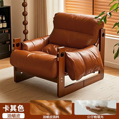 Solid wood sofa chair single chair in living room antique leisure chair