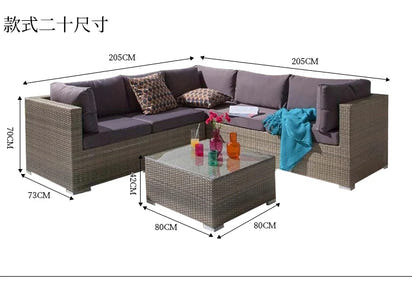 Terrace Modern Garden Sofas Outdoor Combination Courtyard Nordic Garden Sofas Waterproof Pe Rattan Furniture Sofá Jardín MHHYSF