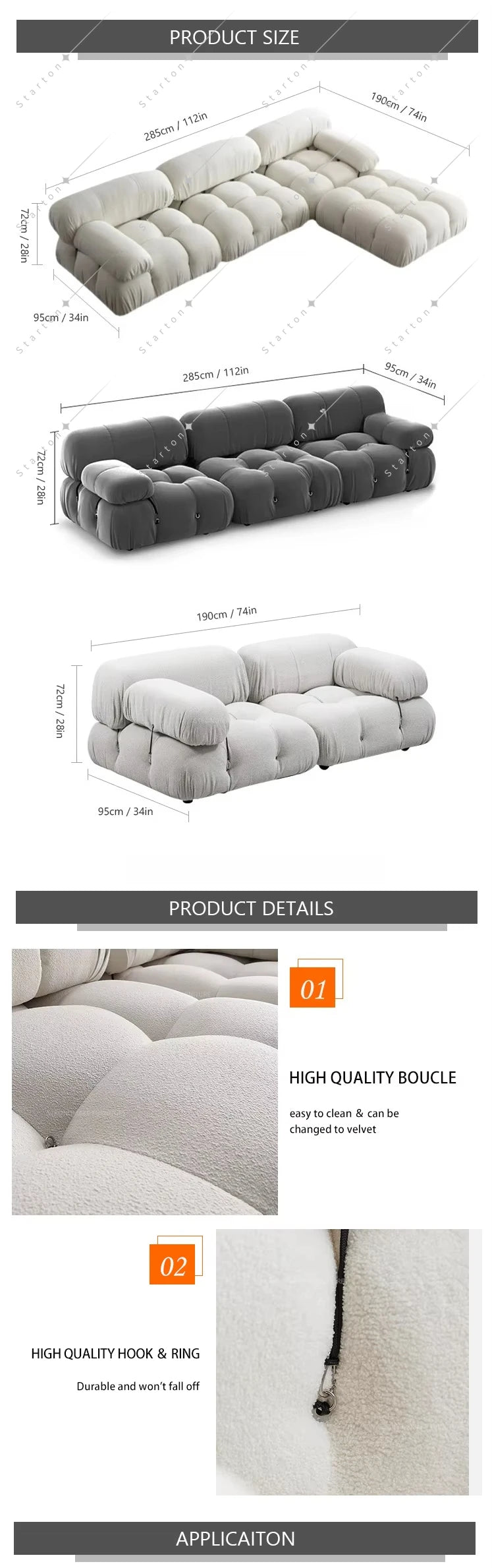 Velvet Modern Luxury Living Room Furniture Sectional Boucle Love Seat Couch Recliner Modular Set L Shape Mario Bellini Sofa
