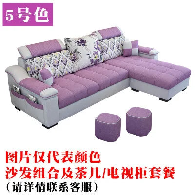 Modern Luxury Three-Seat Home Furniture L-Shape Love Sofa Set with Sponge Filling Fabric Design for Living Room Best Price