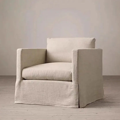 North American wabi style Japanese style white cream linen cotton and linen designer living room B & B straight