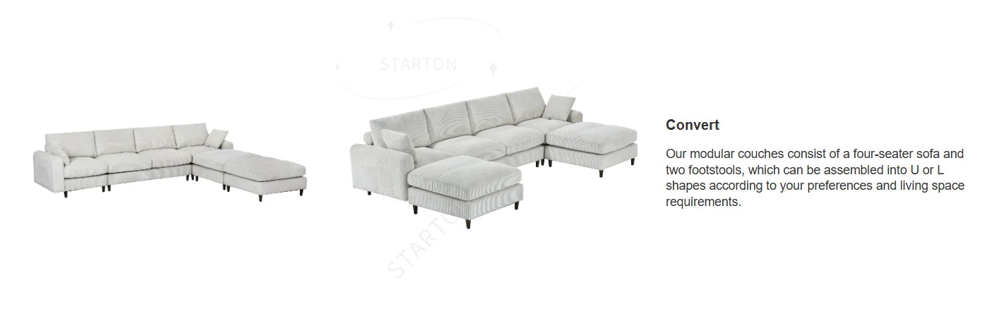 121" Modular Sectional Sofa Couch L Shaped Upholstered Sofa With Chaise Cushion Oversized 6 Seater Couches Sofas For Living Room