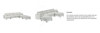 121" Modular Sectional Sofa Couch L Shaped Upholstered Sofa With Chaise Cushion Oversized 6 Seater Couches Sofas For Living Room