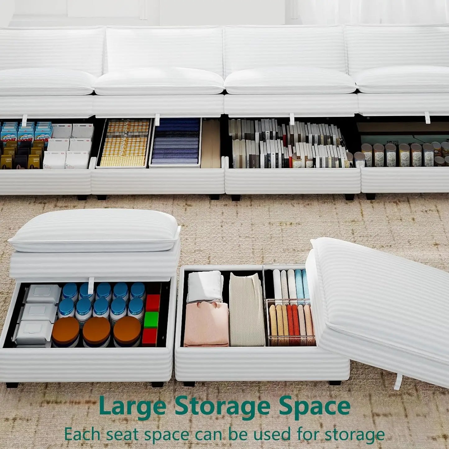 Modular Sectional U Shaped Sofa Couches with Storage Ottoman, Cloud Couch for Living Room, Comfy Sofa with Pillow,, Customized