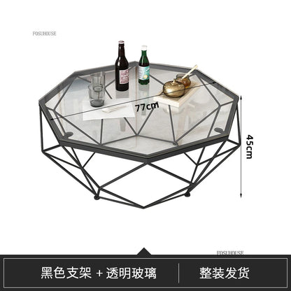Nordic Light Luxury Tempered Glass Coffee Tables Small Apartment Sofa Side Table Simple Iron Corner Table Living Room Furniture
