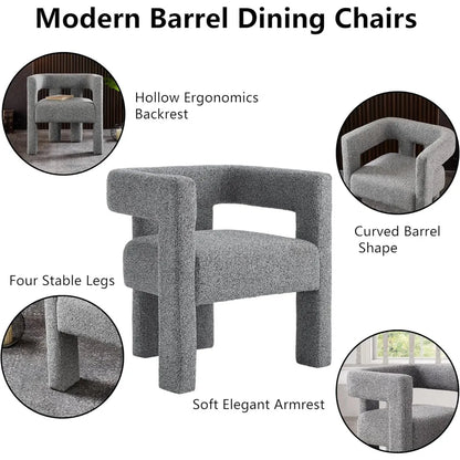 Fabric Upholstered Open-Back Dining Chair, Modern Accent Armchair for Living Room and Bedroom, Sherpa-Style Comfort