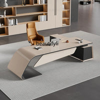 Desk boss table light luxury, big desk, writing desk file cabinet paint boss table