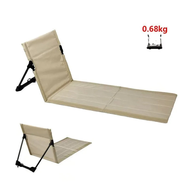 Outdoor Aluminum Alloy Support Pole Lawn Chair Camping Portable Lazy Cushion Extended Folding Backrest Grass Chair