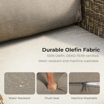 Swivel Rattan Chair with Removable Cushions for Outdoor Use, Perfect for Patios, Decks, and Sunrooms, Gray Cushions Included