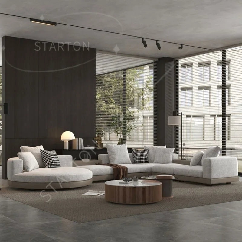 Best Seller Modern Foam Sponge Filling Timber Frame Fabric L Shaped Sofa for Living Room