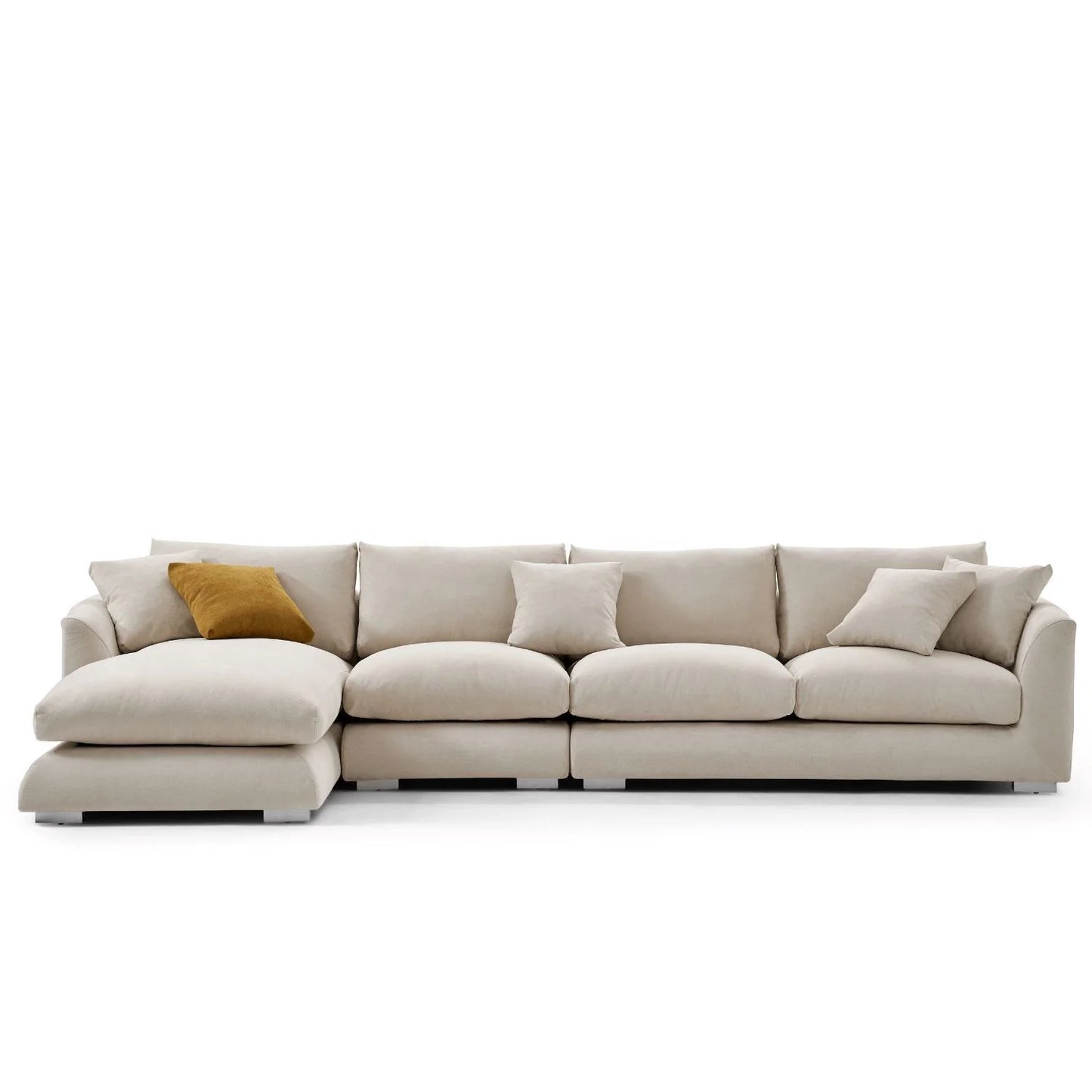 Home Furniture Modern Leisure Soft Feather Sofa L Shape Fabric Modular Living Room Sofa Set Furniture